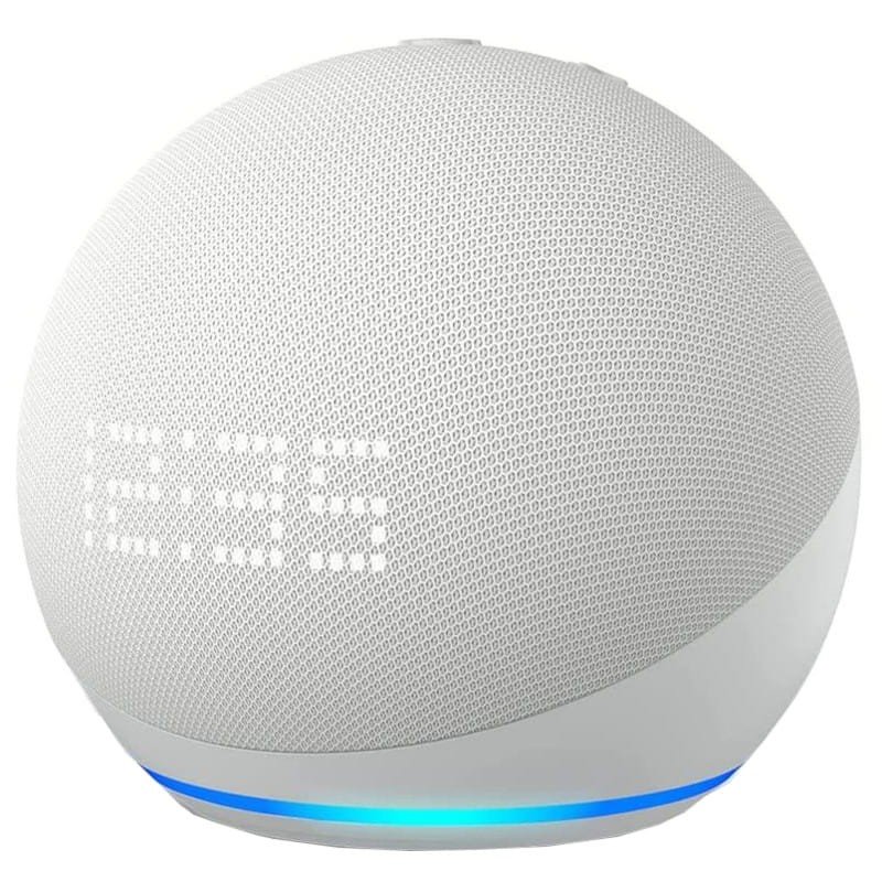 Echo dot alexa con orologio altoparlante intelligente bluetooth led display colore bianco ghiaccio