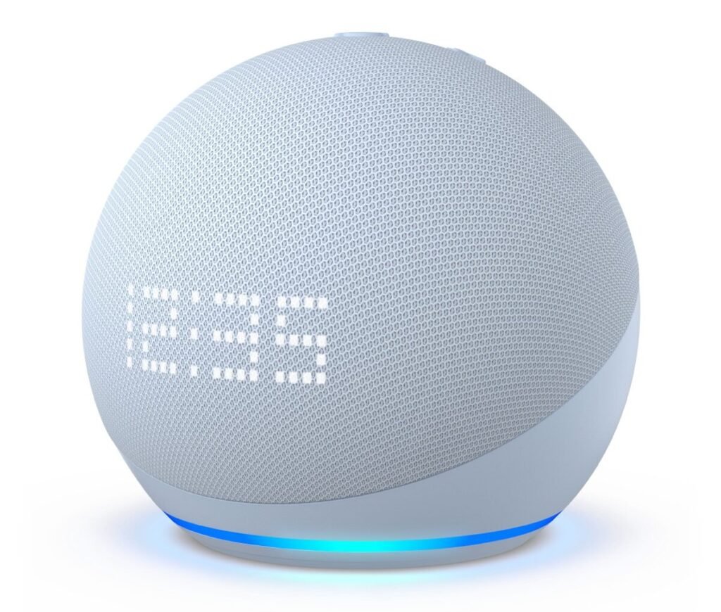 Echo dot alexa con orologio altoparlante intelligente bluetooth led display colore azzurro tenue