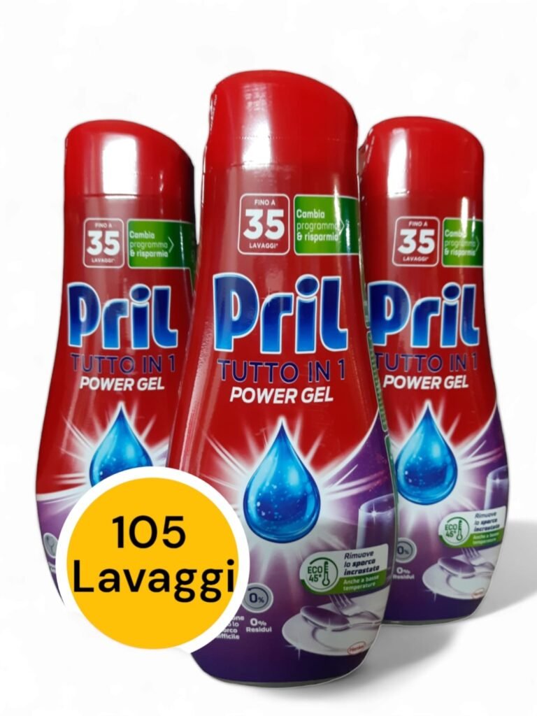 Pril tutto in 1 Power Gel detergente brillantante 3 Flaconi da 630ML