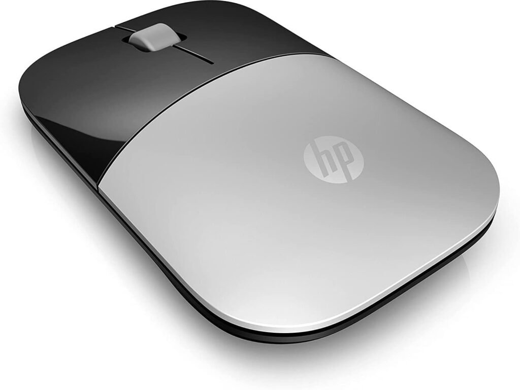HP – PC Z3700 Mouse Wireless, Sensore Preciso, Tecnologia LED Blue, 1200 DPI, 3 Pulsanti, Rotella Scorrimento, Ricevitore USB Wireless 2.4 GHz Incluso, Design Pratico e Confortevole, Argento