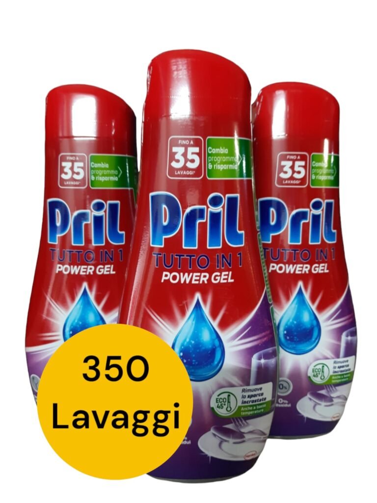 Pril tutto in 1 Power Gel detergente brillantante 10 Flaconi da 630ML