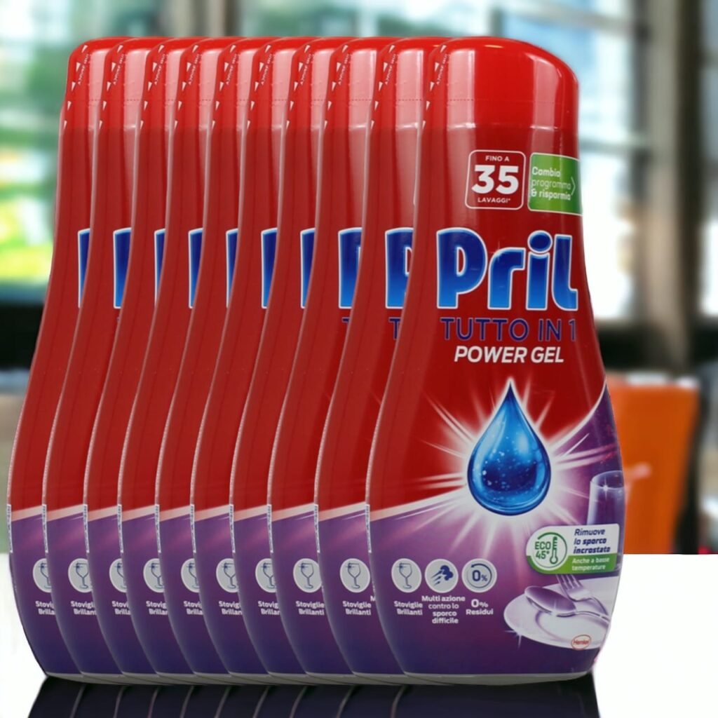 Pril tutto in 1 Power Gel detergente brillantante 10 Flaconi da 630ML