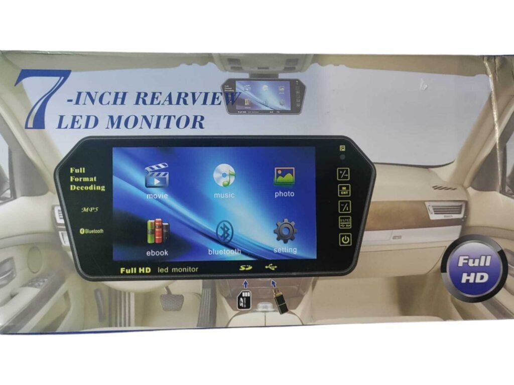 Monitor 7 ” Specchio Retrovisore per auto doppio AV BT Comandi touch