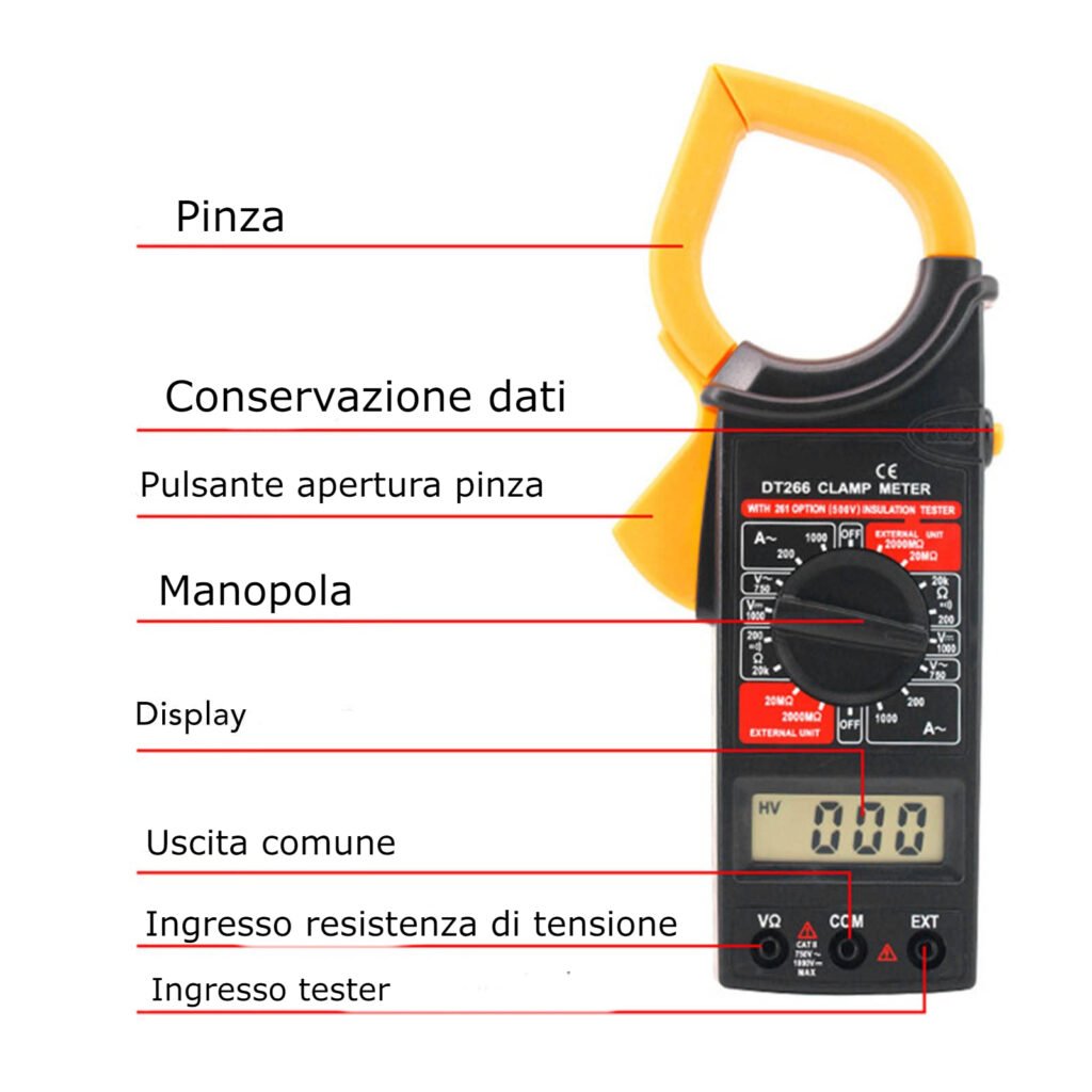 Tester Pinza amperometrica digitale tensione AC DC 500v