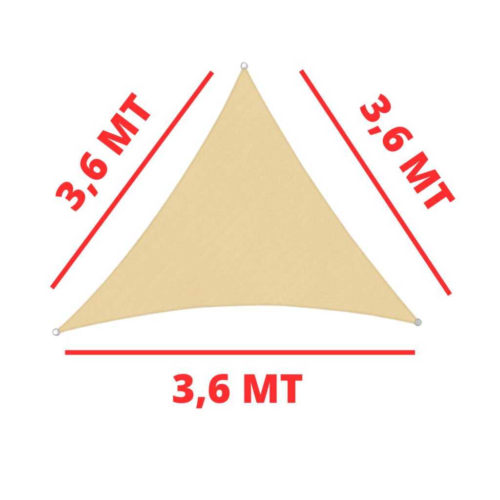 Tenda vela ombreggiante parasole triangolare 3,6×3,6×3,6 beige