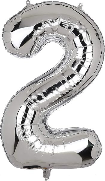 3 Palloncini Mylar decorazione feste compleanno party  3 x numero 2, Argento 40 Cm