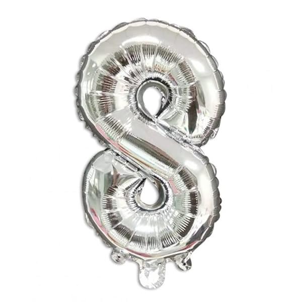 3 Palloncini Mylar decorazione feste compleanno party  3 x Numero 8, Argento 80 Cm